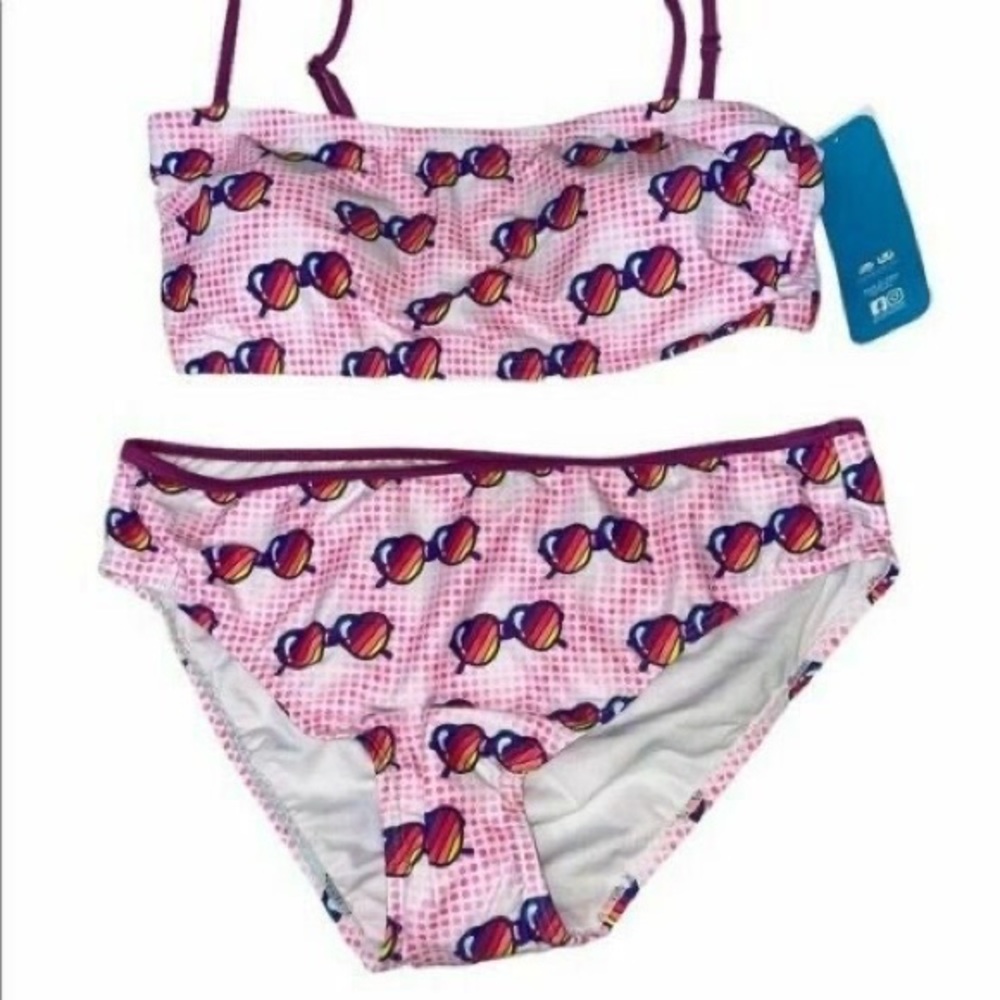 🔥UNDERCURRENT🔥2-PIECE RAINBOW SUNGLASSES BIKINI SWIMSUIT PINK & PURPLE MED NWT - Picture 2 of 2